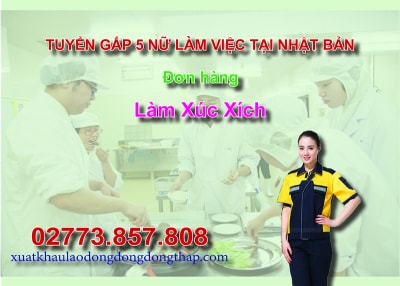 Tuyển gấp 5 nữ làm việc tại Nhật Bản đơn hàng làm xúc xích