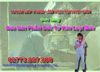 Tuyển gấp 5 nam làm việc tại Nhật Bản đơn hàng đúc sản phẩm đúc từ kim loại màu