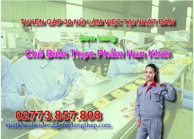 Tuyển gấp 20 nữ làm việc tại Nhật Bản đơn hàng chế biến thực phẩm hun khói