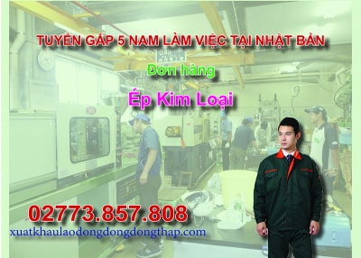 Tuyển gấp 5 nam làm việc tại Nhật Bản đơn hàng ép kim loại