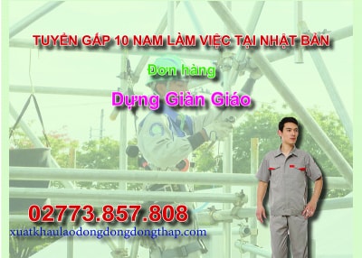 Tuyển gấp 10 nam làm việc tại Nhật Bản đơn hàng dựng giàn giáo