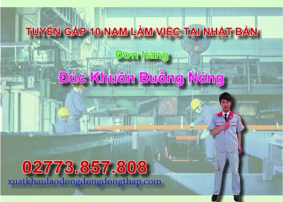 Tuyển gấp 10 nam làm việc tại Nhật Bản đơn hàng đúc khuôn buồng nóng