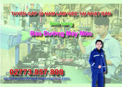 Tuyển gấp 30 nam làm việc tại Nhật Bản đơn hàng bảo dưỡng máy móc