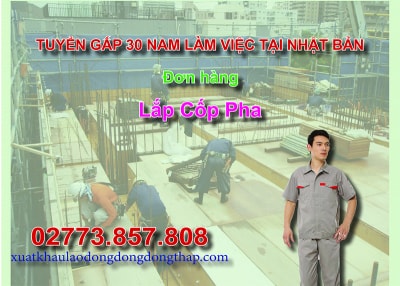 Tuyển gấp 30 nam làm việc tại Nhật Bản đơn hàng lắp cốp pha
