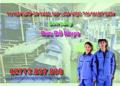 Tuyển gấp 20 nam, nữ làm việc tại Nhật Bản đơn hàng đúc đồ nhựa