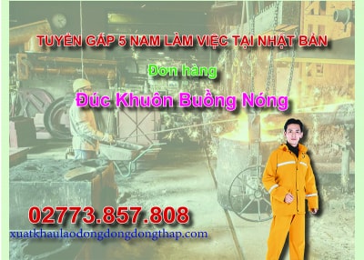 Tuyển gấp 5 nam làm việc tại Nhật Bản đơn hàng đúc khuôn buồng nóng