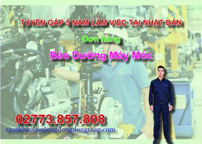 Tuyển gấp 5 nam làm việc tại Nhật Bản đơn hàng bảo dưỡng máy móc