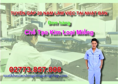 Tuyển gấp 20 nam làm việc tại Nhật Bản đơn hàng chế tạo kim loại miếng
