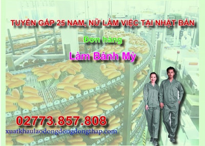 Tuyển gấp 25 nam, nữ làm việc tại Nhật Bản đơn hàng làm bánh mỳ