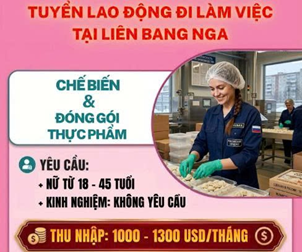 Thông báo Tuyển lao động nữ đi làm việc tại Liên Bang Nga  hợp đồng 02-03 năm