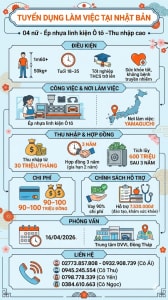 Tuyển gấp 4 nữ làm việc tại Nhật Bản đơn hàng Ép nhựa linh kiện ô tô