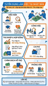 Tuyển gấp 20 nam nữ làm việc tại Nhật Bản đơn hàng Lắp ráp linh kiện điện tử