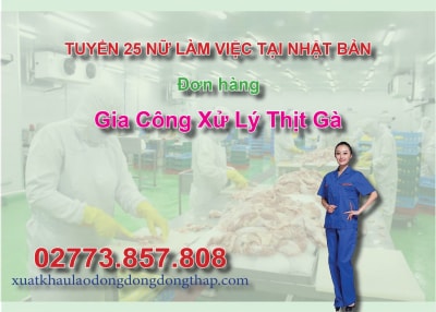 Tuyển 25 nữ làm việc tại Nhật Bản đơn hàng gia công xử lý thịt gà