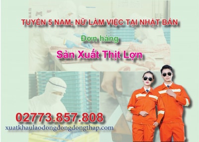 Tuyển 5 nam, nữ làm việc tại Nhật Bản đơn hàng sản xuất thịt lợn