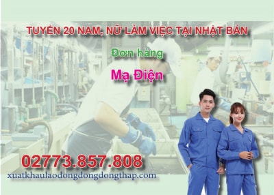 Tuyển 20 nam, nữ làm việc tại Nhật Bản đơn hàng mạ điện