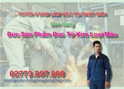 Tuyển 5 nam làm việc tại Nhật Bản đơn hàng đúc sản phẩm đúc từ kim loại màu