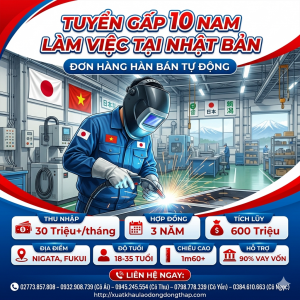 Tuyển gấp 10 nam làm việc tại Nhật Bản đơn hàng Hàn bán tự động