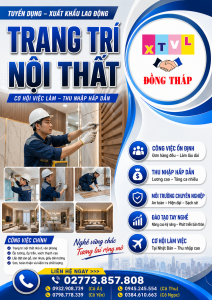 Tuyển gấp 20 nam làm việc tại Nhật Bản đơn hàng Trang trí nội thất
