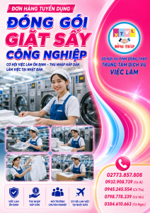 Tuyển gấp 5 nữ làm việc tại Nhật Bản đơn Đóng gói công nghiệp -giặt sấy