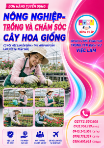 Tuyển gấp  2 nữ làm việc tại Nhật Bản đơn hàng Trồng và chăm sóc cây hoa giống