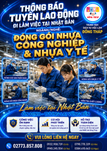 Tuyển gấp 10 nam nữ làm việc tại Nhật Bản đơn Đóng gói nhựa công nghiệp, nhựa y tế