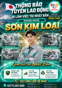 Tuyển gấp 2 nam làm việc tại Nhật Bản đơn hàng Sơn kim loại