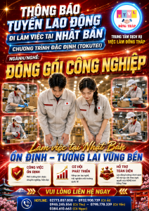 Tuyển gấp 15 nam  nữ làm việc tại Nhật Bản đơn hàng đặc định Đóng gói công nghiệp