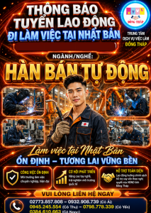 Tuyển gấp 5 nam làm việc tại Nhật Bản đơn Hàn bán tự động