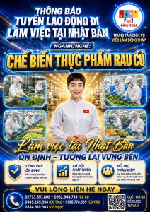 Tuyển gấp 20 nữ làm việc tại Nhật Bản đơn Chế biến thực phẩm rau củ