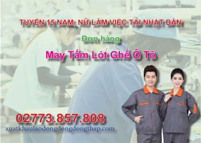 Tuyển 15 nam, nữ làm việc tại Nhật Bản đơn hàng may tấm lót ghế ô tô