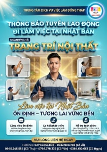 Tuyển gấp 15 nam làm việc tại Nhật Bản đơn Trang trí nội thất