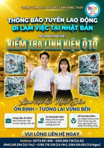 Tuyển gấp 10 nam nữ làm việc tại Nhật Bản đơn hàng Kiểm tra linh kiện ô tô