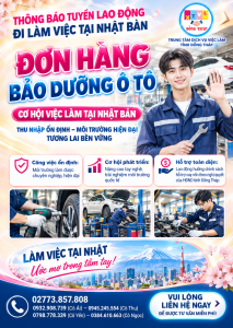 Tuyển gấp 5 nam làm việc tại Nhật Bản đơn Bảo đưỡng ô tô