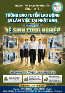 Tuyển gấp 5 nữ làm việc tại Nhật Bản đơn hàng Vệ sinh công nghiệp