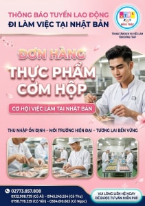 Tuyển gấp 12 nam làm việc tại Nhật Bản đơn hàng Thực phẩm cơm hộp