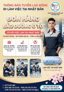 Tuyển gấp 5 nam làm việc tại Nhật Bản đơn hàng Bảo dưỡng ô tô