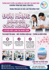 Tuyển gấp 15 nam  nữ làm việc tại Nhật Bản đơn hàng đặc định Đóng gói công nghiệp