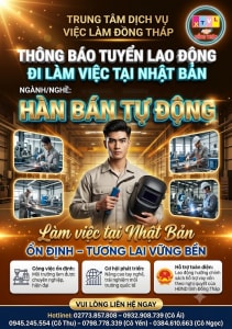 Tuyển gấp 5 nam làm việc tại Nhật Bản đơn hàng Hàn bán tự động