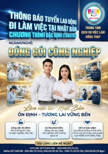 Tuyển gấp 15 nam, nữ làm việc tại Nhật Bản đơn hàng Đóng gói công nghiệp (Tokutei)