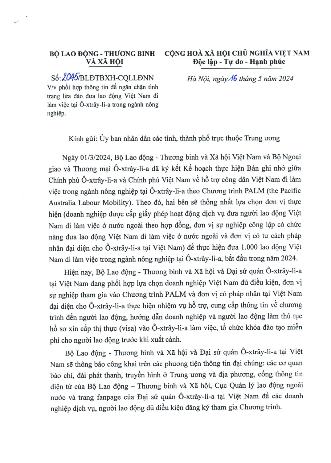 CV 2045 gui UBND cac tinh 16 May 2024 signed page 0001