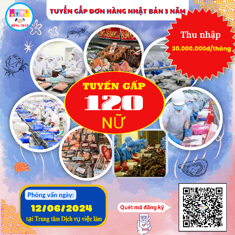 Tuyển gấp 120 nữ đi làm việc tại Nhật Bản  hợp đồng 03 năm