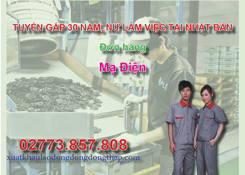 Tuyển gấp 30 nam, nữ làm việc tại Nhật Bản đơn hàng mạ điện