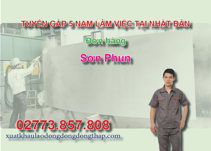 Tuyển gấp 5 nam làm việc tại Nhật Bản đơn hàng sơn phun