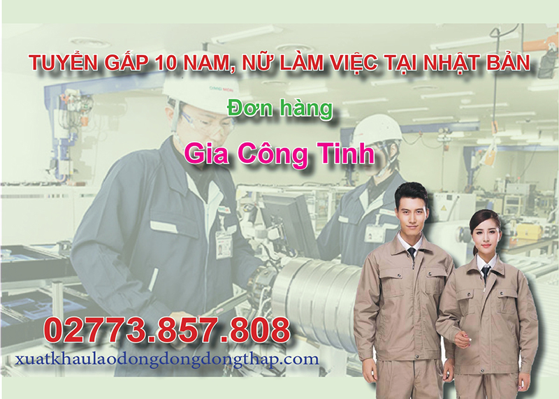 Tuyển gấp 10 nam, nữ làm việc tại Nhật Bản đơn hàng gia công tinh