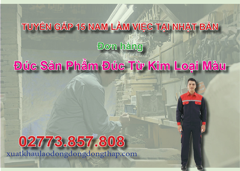 Tuyển gấp 15 nam làm việc tại Nhật Bản đơn hàng đúc sản phẩm đúc từ kim loại màu