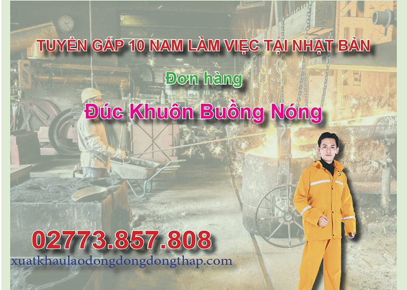 Tuyển gấp 10 nam làm việc tại Nhật Bản đơn hàng đúc khuôn buồng nóng