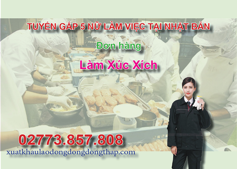 Tuyển gấp 5 nữ làm việc tại Nhật Bản đơn hàng làm xúc xích