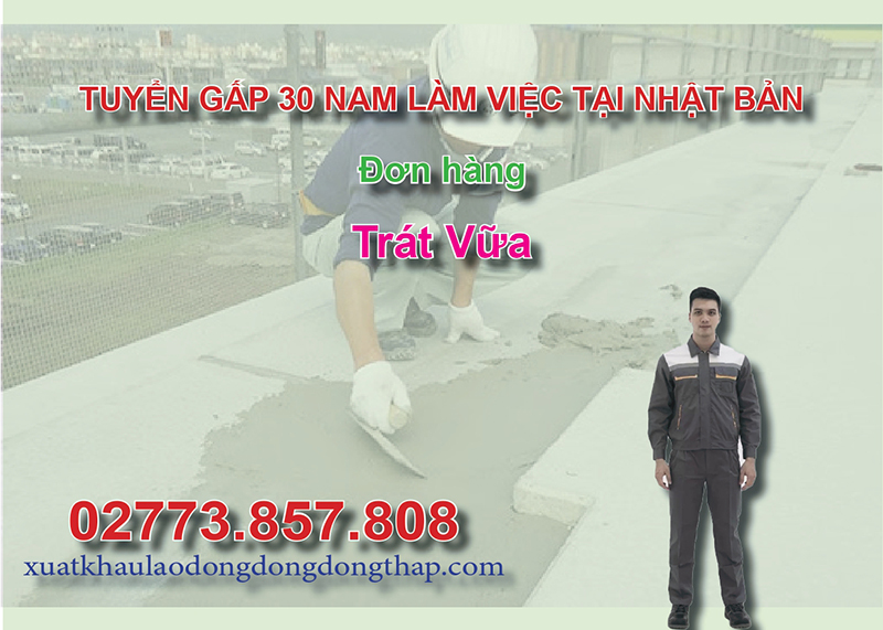 Tuyển gấp 30 nam làm việc tại Nhật Bản đơn hàng trát vữa