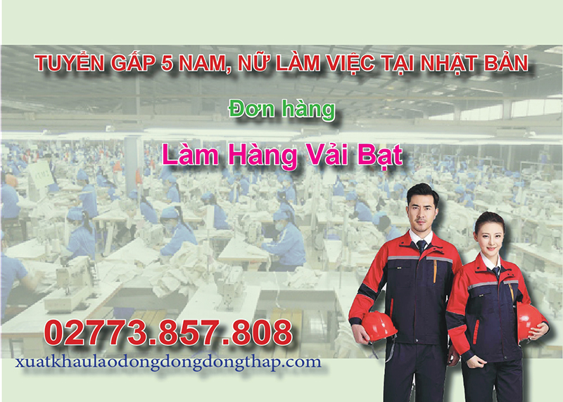 Tuyển gấp 5 nam, nữ làm việc tại Nhật Bản đơn hàng làm hàng vải bạt