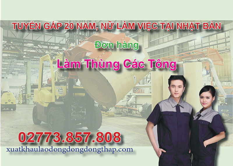 Tuyển gấp 20 nam, nữ làm việc tại Nhật Bản đơn hàng làm thùng các tông